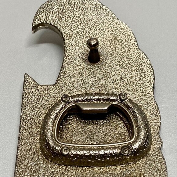 Cadillac 187 INC. Belt Buckle Bottle Opener Tool 5” Chrome Black Winged Logo Vtg - Picture 11 of 14